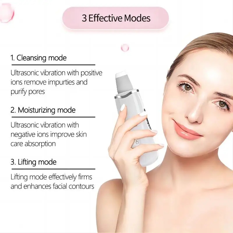 Ultrasonic Skin Scrubber Vibration Facial Spatula Shovel Cleaner Face Scrubber Peeling Black Head Remover Facial Massager blackhead remover facial cleaner facial scrubber