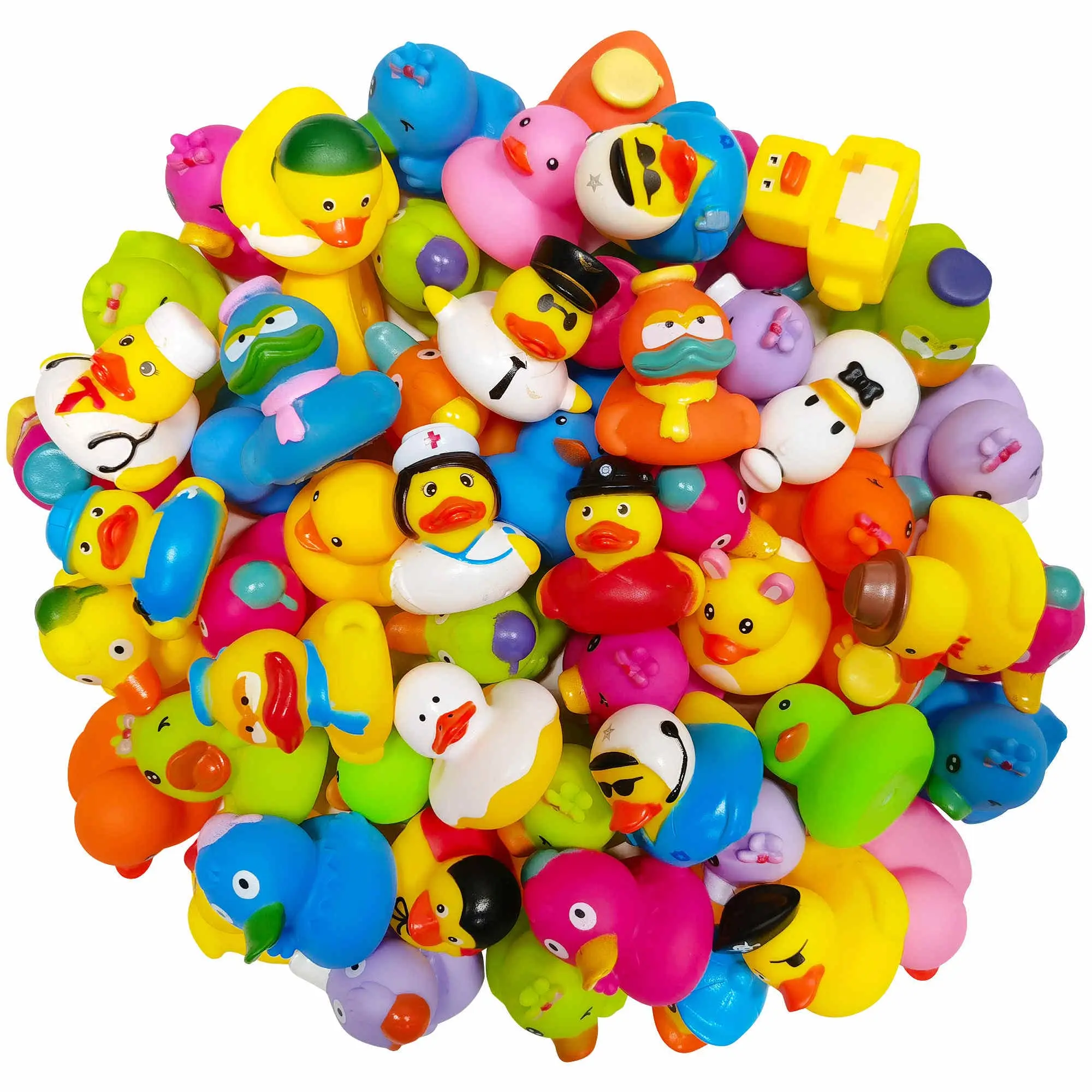 1-100pcs Rubber Ducks in Bulk,Assortment Duckies for Jeep Ducking Floater Duck Bath Toys Party Favors 2
