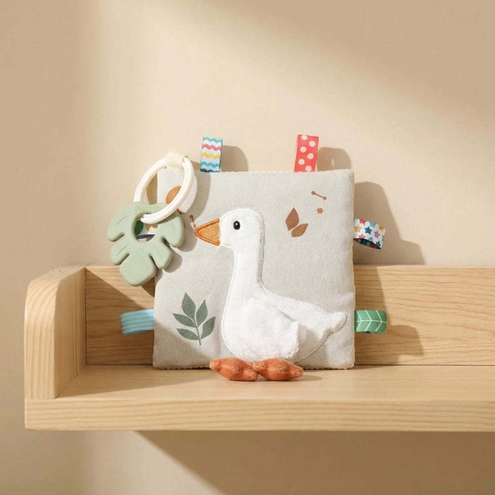 Weiche Babybücher 3D Touch & Feel Hochkontrast-Stoffbuch Sensorisches Frühlernspielzeug für Kinderwagen Tierbuch mit Silikon-Beißring – Detail 14
