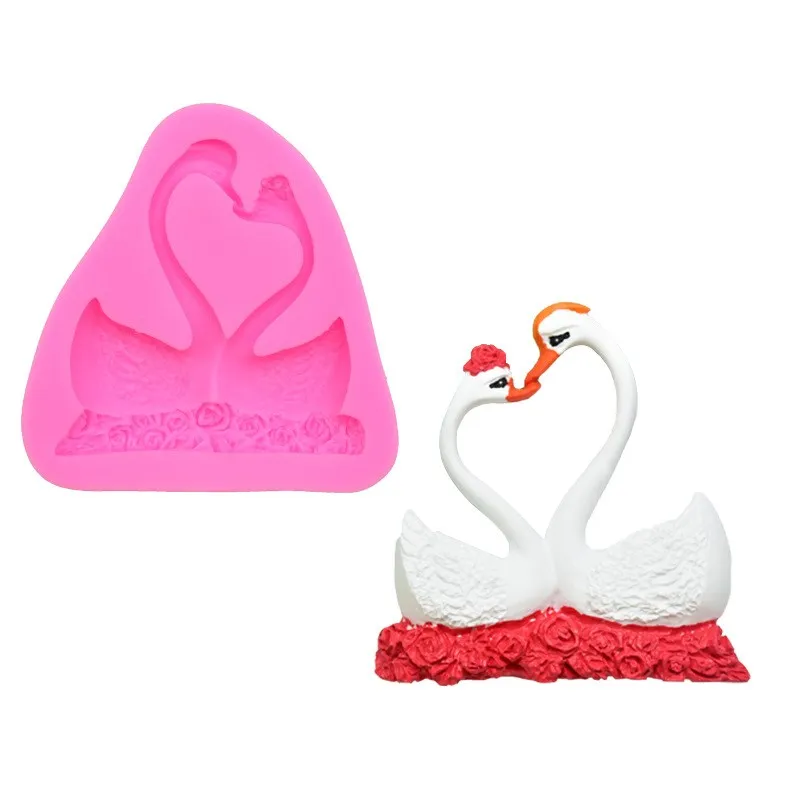 

A Pair Of Swan-shaped Liquid Silicone Molds Fondant Mousse Cake Dessert Pastry Cookies Decorate Kitchen Baking Accessories Tools