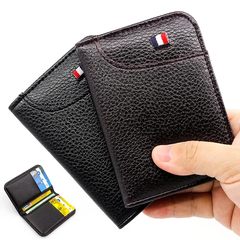 Portafoglio da Uomo Corto, Porta Carte di Credito Sottile alla Moda, Portafoglio in Pelle Morbida Multicard per Uomo, Portamonete - immagine 2