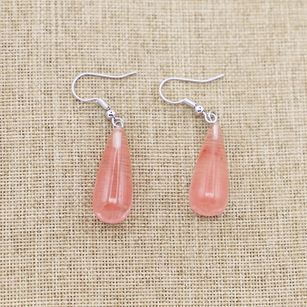 Creative Long Drop Earrings Natural Opal Crystal Agate Pendant Fashion Simple Temperament Women's Party Jewelry 5 Pair Wholesale