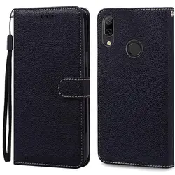 Premium Flip Leather Wallet Phone Case - Elegant Protective Cover with Card Slots and Magnetic Closure for Y7 2019-Y7Prime 2019 (Black)