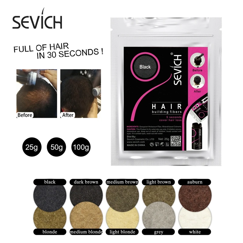 Salon Beauty 25g Refill Packs Keratin Hair Fiber Powders Spray for Thinning Loss Hair Fibre Eyelash Extension Oil 10colors