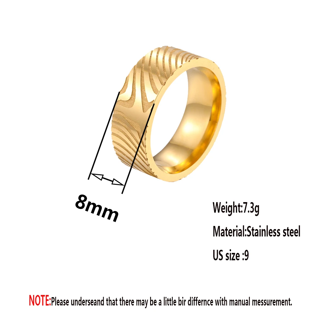 Stainless Steel Damascus Steel Ring Simple Party Accessories for Men and Women 6