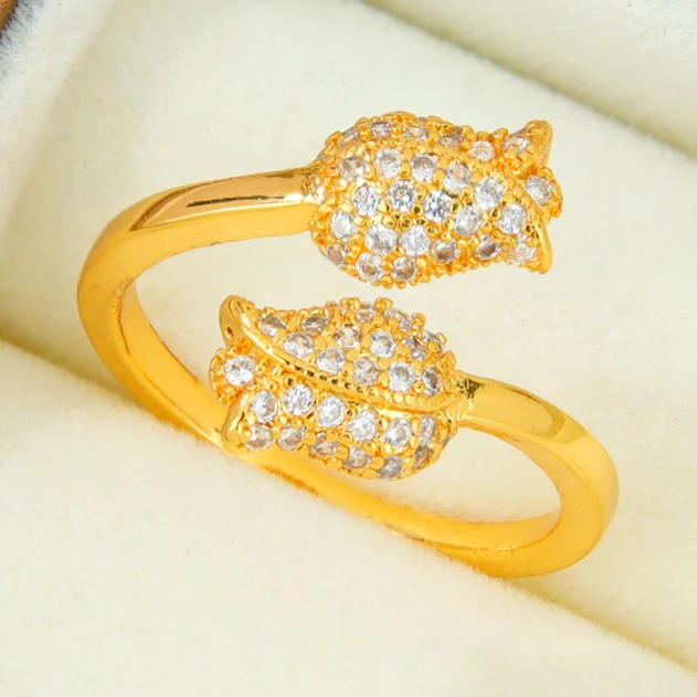 Exquisite Zirkonia-Rosenringe 21k Vergoldet Italienische Mode Cocktail-Party-Ring Verstellbar für Damen Täglicher Partyschmuck Geschenke – Detail 10