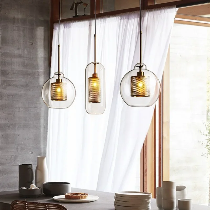 Nordic Modern Vintage Pendant Lamp Style Loft Restaurant Living Room Bar Bedside Glass Light Industrial Lighting Hanging Indoor 2