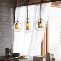 Nordic Modern Vintage Pendant Lamp Style Loft Restaurant Living Room Bar Bedside Glass Light Industrial Lighting Hanging Indoor 2