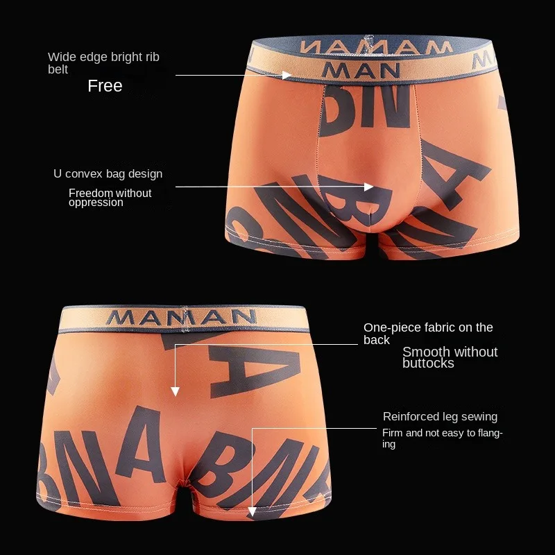 4Pcs Fashion Men Panties Seamless Letter Printed Underpants Breathable Man Underwear Plus Size Male Boxer Calzoncillo Hombre Hot