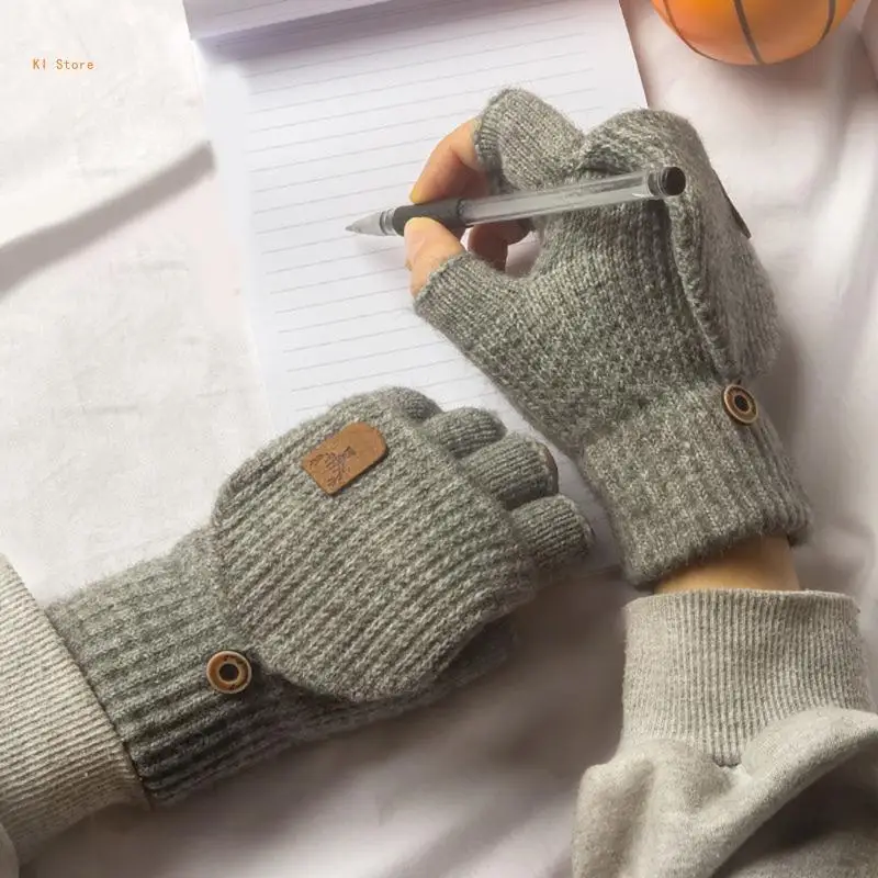 

Half Finger Gloves for Indoor Winter Indoor Screen Touch Writing Gloves Warm Knitted Hand Warmers Outdoor Cycling Gloves