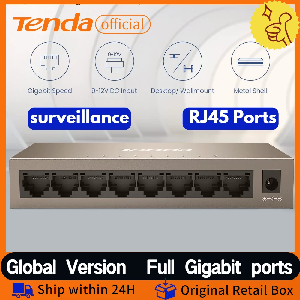 Tenda Switch Gigabit Ethernet A 8 Porte Switch Di Rete 10/100/1000Mbps 5/8/16 Porte Full-Duplex Desktop Switch 6Kv Lightning Protect