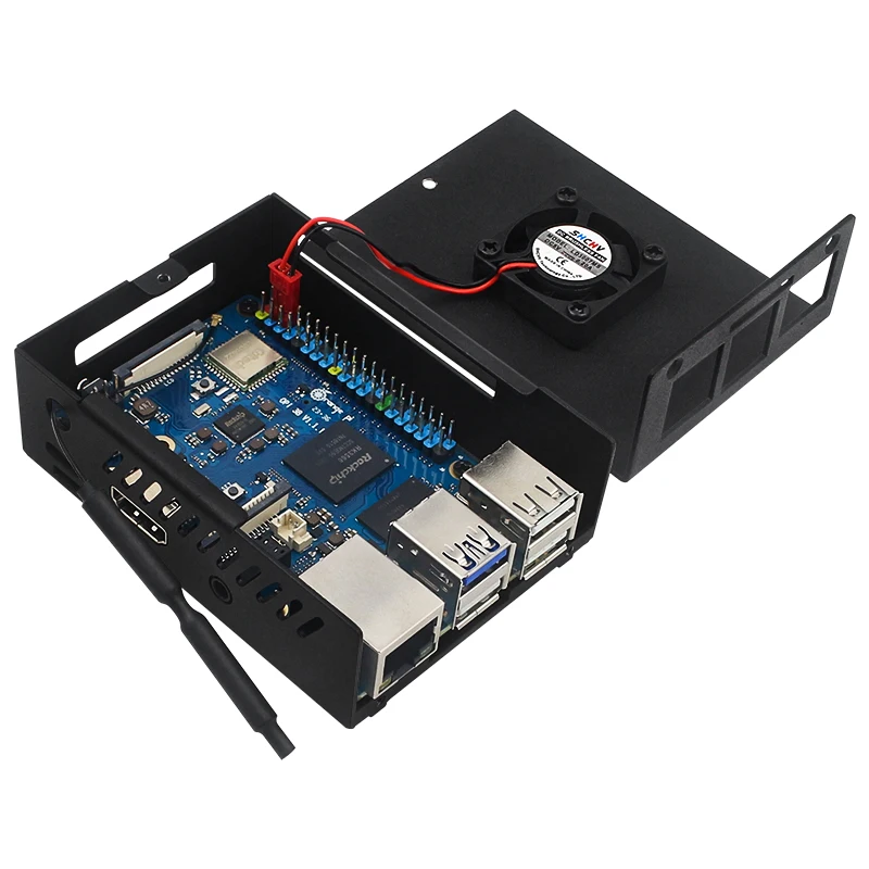 New / Old Orange Pi 3B Case Metal Shell with Fan Optional Antenna Aluminum Heati