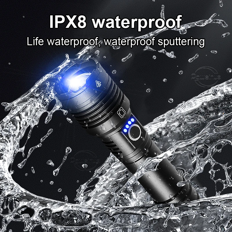 XHP390 슈퍼 강력한 LED 손전등 USB 충전식 토치 라이트 전술 높은 전력 손전등 방수 핸드 랜턴 캠핑