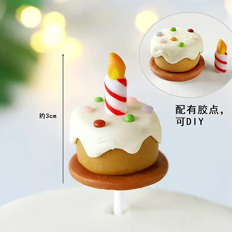 Cute Bear Cake Topper for Baby Birthday Party Decoration candle topper