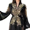 2pcs Luxury Dubai Mesh Embroidery Kimono Cardigan With Inner Dress Women Muslim Sets Turkey Kaftan Morocco Kebaya Caftan Ramadan