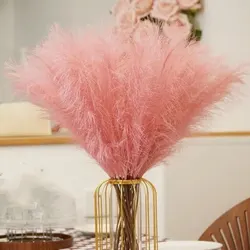 10 - Piece Black Faux Pampas Grass Floral Arrangement (Pink)