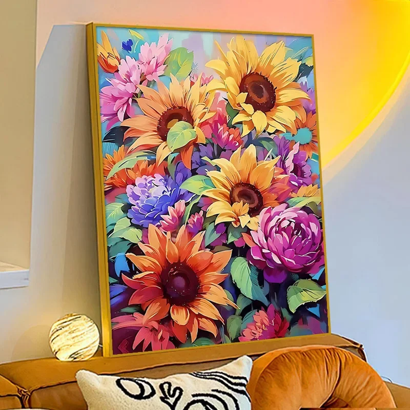 Sunflower Plant Embroidery Beaded Cross Stitch