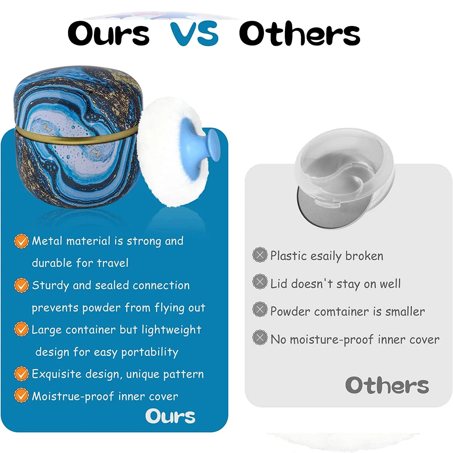 Body Powder Case And Powder Puff With Powder Puff Container Tea Canister Baby Adult Body Talcum Powder Puff Container