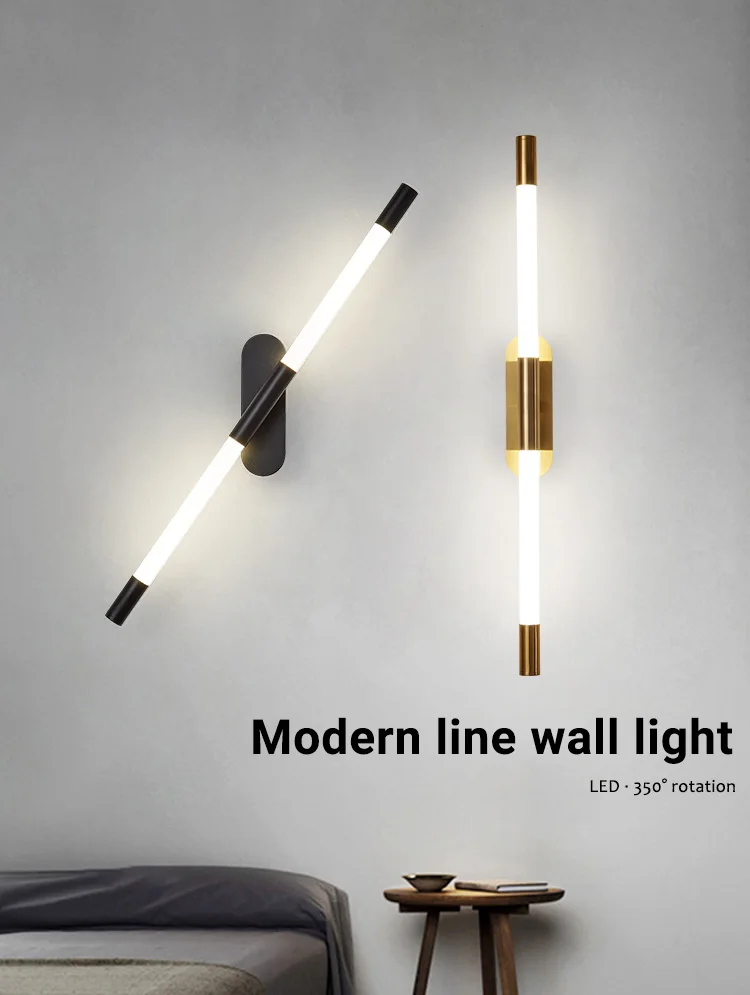 Modern Led Wall Light Rotatable Gold Long Wall Lamp Fixture Indoor Wall Light Living Room Bedroom Sofa background Wall Sconce wall mounted light fixture