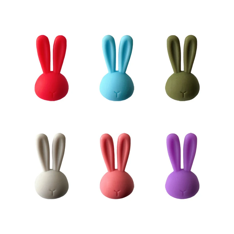 6Pcs Wine glass marker Creative 3D Rabbit Ears Silicone Drink Charms For Champagne Cocktails