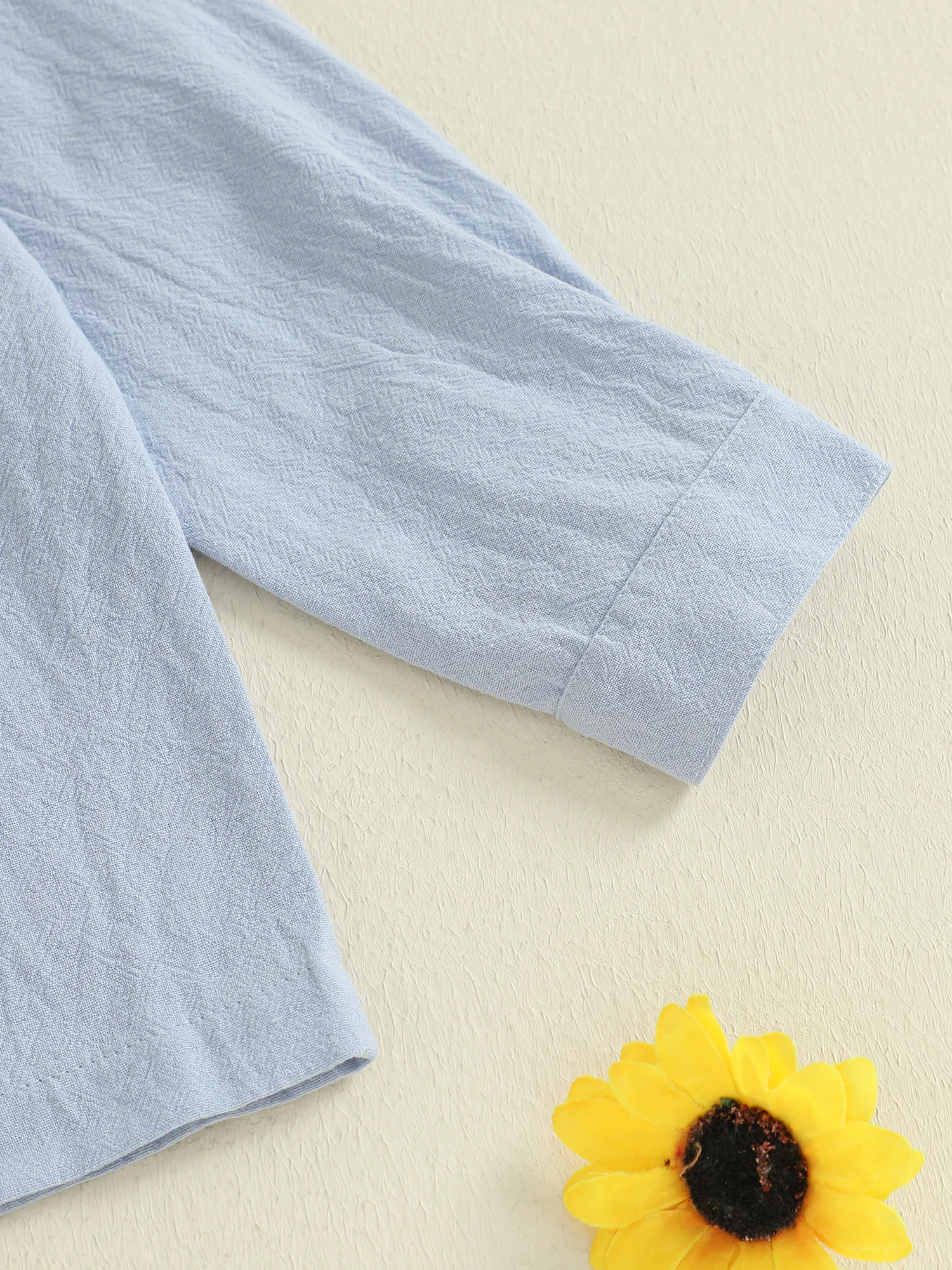 قمصان للأولاد الصغار من عمر 2 إلى 7 سنوات بلون سادة وأكمام طويلة وأزرار سفلية وطية صدر السترة للأطفال الصغار ملابس ربيع الخريف