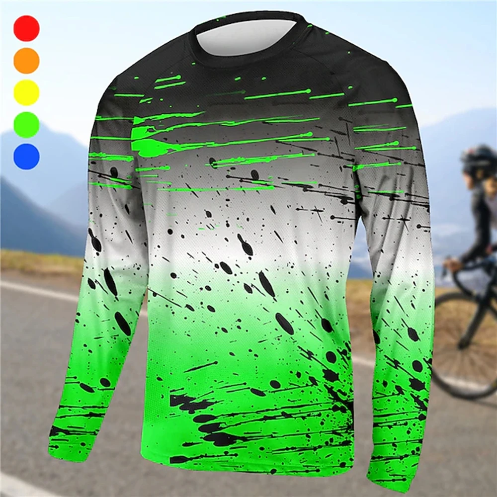 

UPF50+ Men's Shirt UV Protection Outdoor RIDE Crewneck Tops,Running Sun T-Shirts Men's Long Sleeve High Quality Cycling Shirt