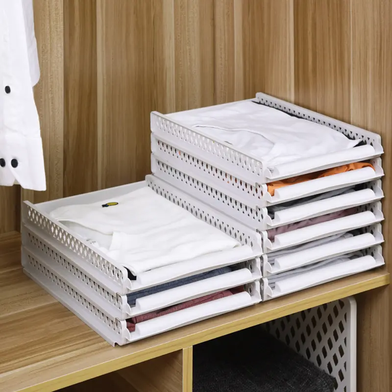 Bedroom Storage Shelves Wardrobe Closet Layered Partitions Home Drawers Organizer Stackable Storage Box Space Separation Tool - Image 2