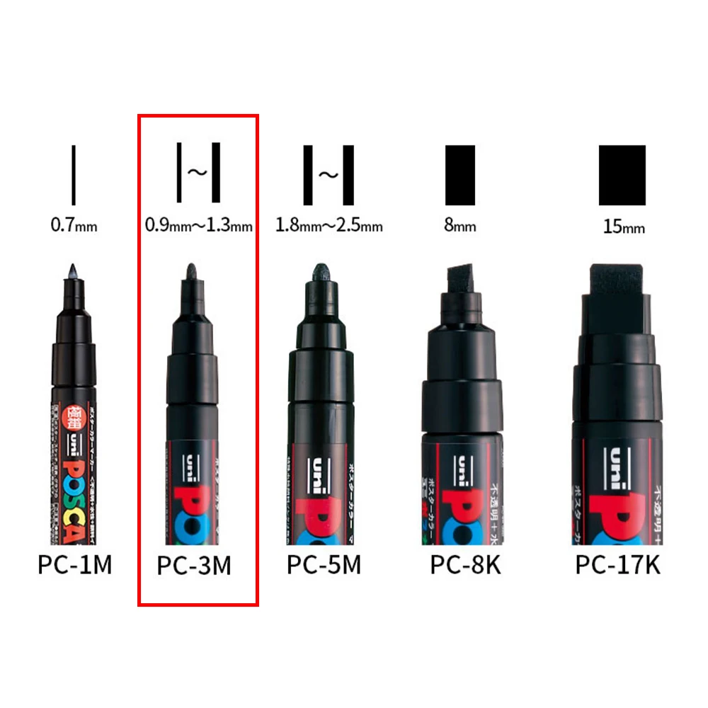 1pcs Japan UNI POSCA Acrylic Marker Pen PC-3M 0.9mm-1.3mm Water-based Pen POP Advertising Poster Graffiti 24 Color Art Painting 5