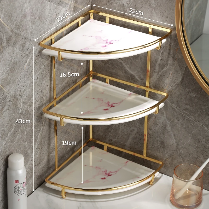

Металлическая керамическая подставка в скандинавском стиле, трехуровневый держатель для домашнего туалетного столика, принадлежности для уборки в комнате, полка, аксессуары для ванной комнаты