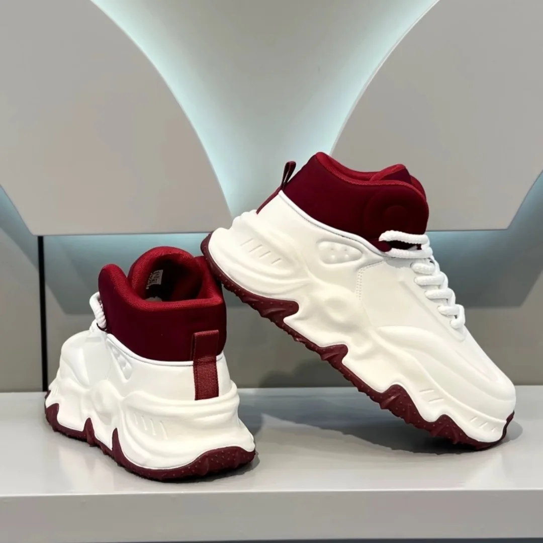 Spring Autumn New Men's Thick Sole Elevated Casual Shoes Comfortable and Breathable Sports Running Shoes Men's Vulcanize Shoes 4