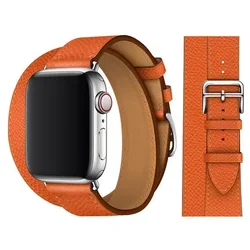 Premium Genuine Leather Watch Bracelet Strap - Timeless Elegance - S11 - 10 46mm 44 45 49 (Double Feu Epsom)