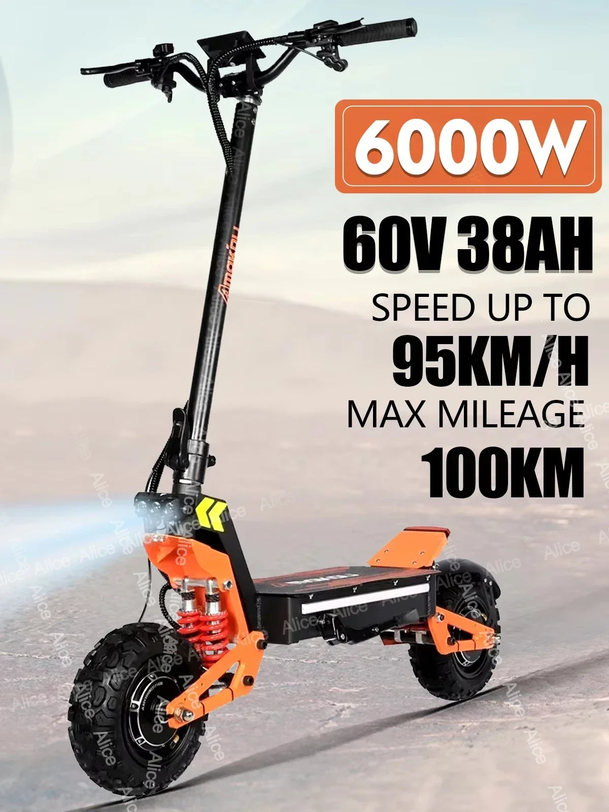 X5-6000W 60V 40AH Powerful Electric Scooter Dual Motor Suspension Shock Absorption Max Speed 80km/h 11 inch Max Mileage 90KM electric scooter