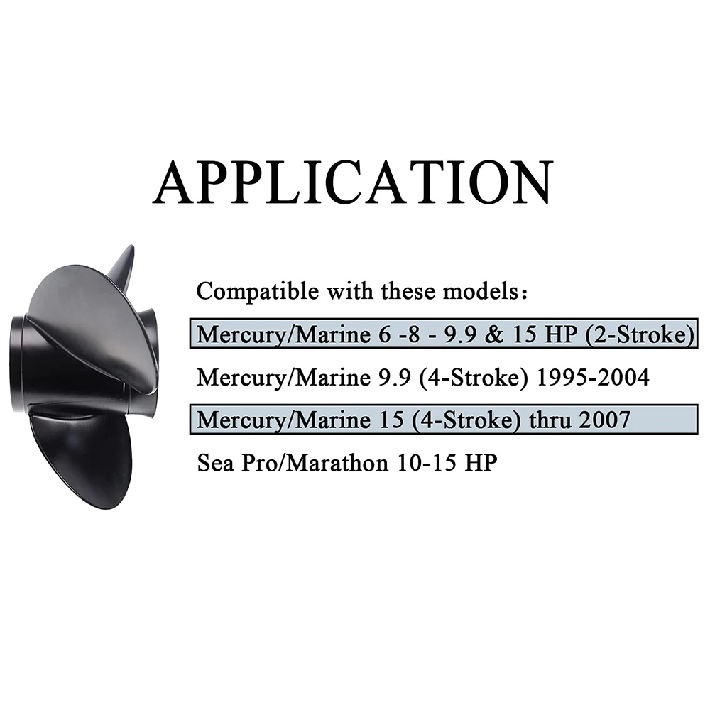 Outboard Engine Parts 9x9 Aluminum Propeller 8 Tooth Spline 48-828156A12 For Mercury Outboard Motor 6HP-15HP