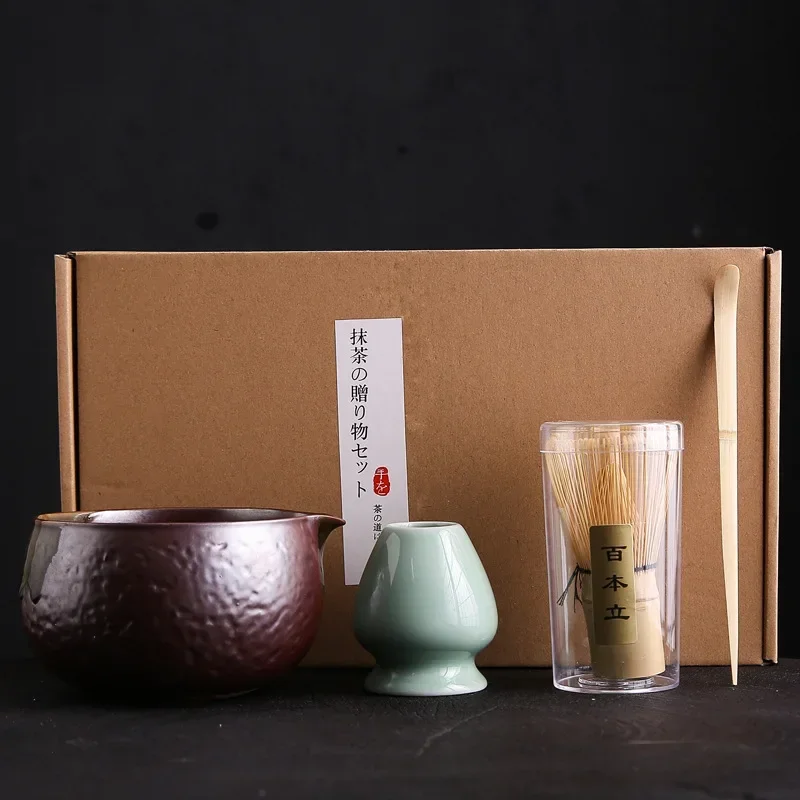 Japanese Matcha Tea Set Bamboo Tea Brush Ceramic Bowl Composition Chinese Traditional Handmade Tools Holiday Gifts