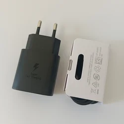 25W Samsung Original Fast Charger USB Type - C Adapter - Black - EU With Cable