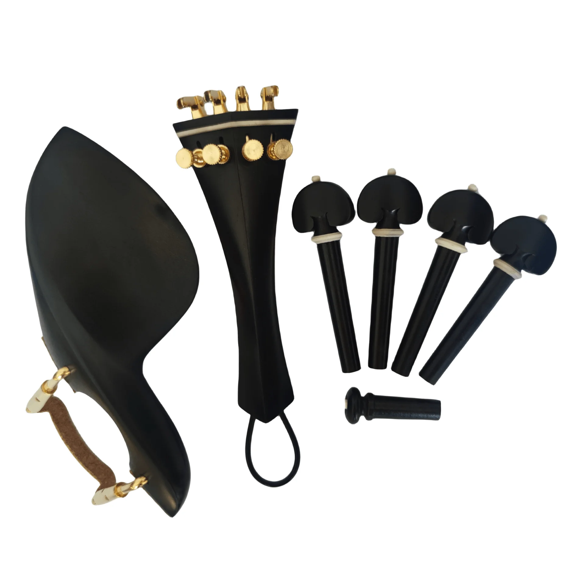 Violin Parts Whole Set 4/4 Size Ebony Accessories Chin Rest Tailpiece Pegs Endpin