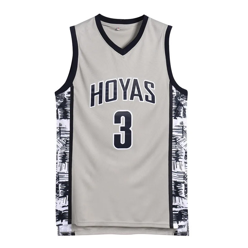 Iverson #3 Maglia Da Basket College Di Grand Hoyas Hip Hop Retro Jersey Throwback Tutta Cucita
