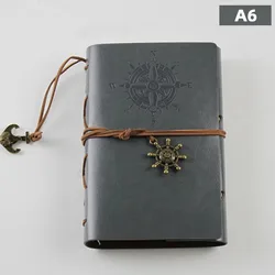 Vintage Leather Traveler's Journal with Replaceable Kraft Paper Inserts - Compact 13x9cm Size (Grey - M)