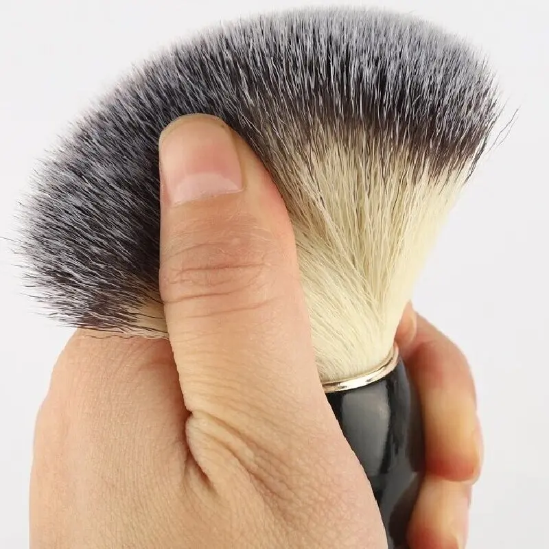 Pennello da Barba e Pennelli Trucco 1 pz con Manico in Legno, Setole Naturali, per Salone Barbiere, Sapone, Schiuma da Barba, Strumenti per la Pulizia del Viso Uomo