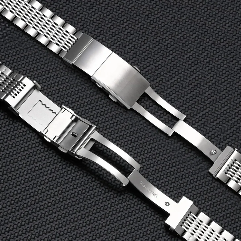 Premium Brushed Metal Watch Band Clasp - 316L Stainless Steel Extension Buckle