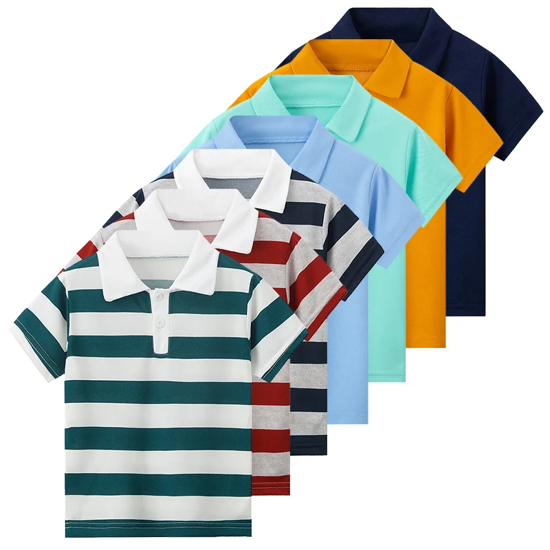 3/1 Pcs Children’s Solid Color Basic POLO Shirt Boy Fashion Striped Shirt Casual Joker Prince Fan Short Sleeve Neutral Student T