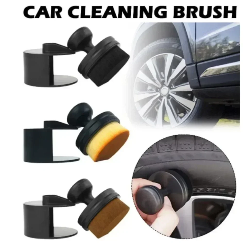 Auto Detail Brush Portable Car Tire Brush with Seal Cover High Density Soft Detailing Brush for Tire Shine Polish Wax Car Care 3