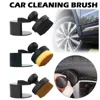 Auto Detail Brush Portable Car Tire Brush with Seal Cover High Density Soft Detailing Brush for Tire Shine Polish Wax Car Care 3