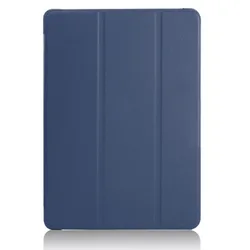 Premium Tri - Folding Leather Stand Case with Auto Sleep - SM - T550 T555C (Blue)