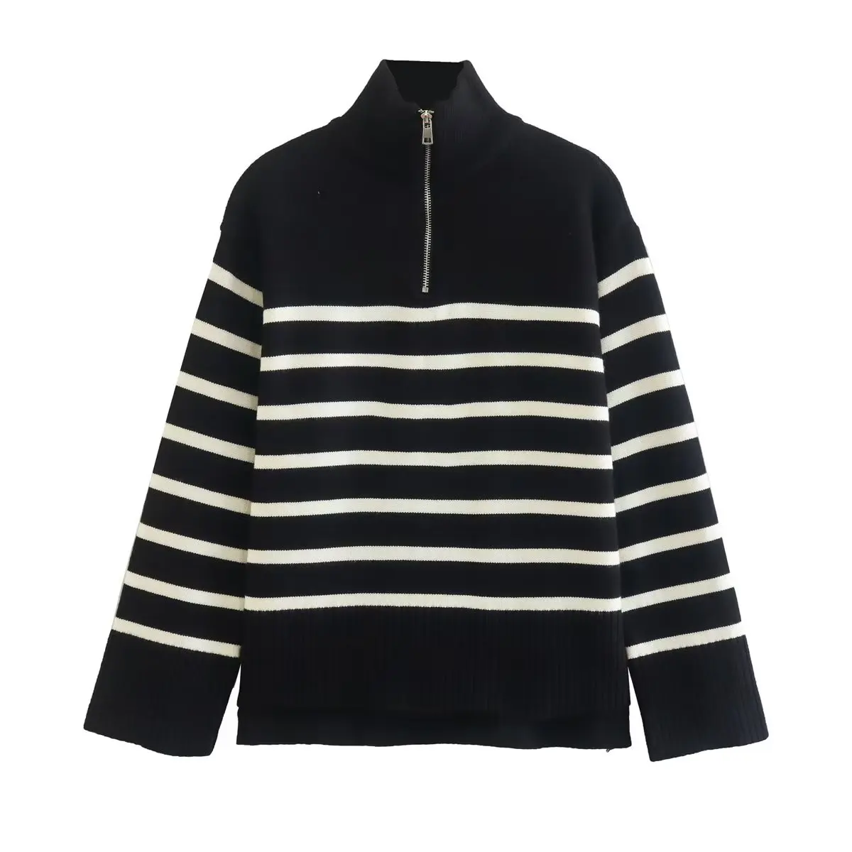 

Black Strips Sweater Women Pullover Sweaters Tops Fall Winter Warm Clothes Long Sleeve Top Jumpers Female
