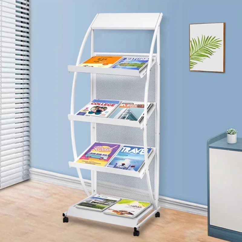Newspaper Rack Floor-Standing Leaflet Book Vertical Brochure Storage Newspaper Storage Rack Office Furniture FYMR