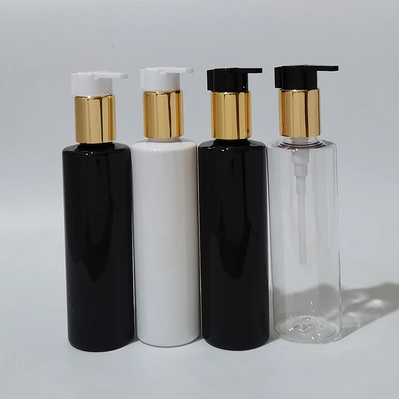 

30pc 200ml Empty Refillable Plastic Bottles With Gold Aluminum Screw Collar Cosmetic Containers Shampoo Bottle Shower gel Bottle