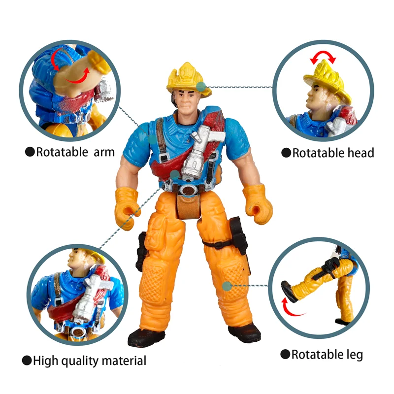 子供のための消防士消防士のアクションフィギュア、ワーカー
