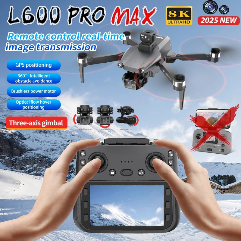 2025 L600 PRO MAX GPS Drone 5G Professionale 8K HD 3 assi Gimbal Antenna Doppia Fotocamera Controllo Schermo Evitamento Ostacoli FPV RC Dron - immagine 2