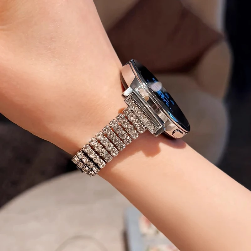 Elegant Diamond-Accented Metal Bracelet Watchband for Women (Available in Multiple Sizes)